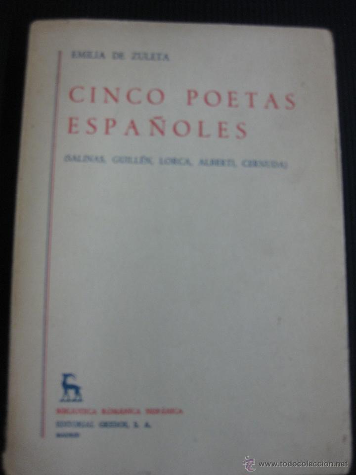 Libros de segunda mano: CINCO POETAS ESPA&Ntilde;OLES.(SALINAS,GUILLEN,LORCA,ALBERTI,CERNUDA) EMILIA DE ZULETA.ED.GREDOS 1971.