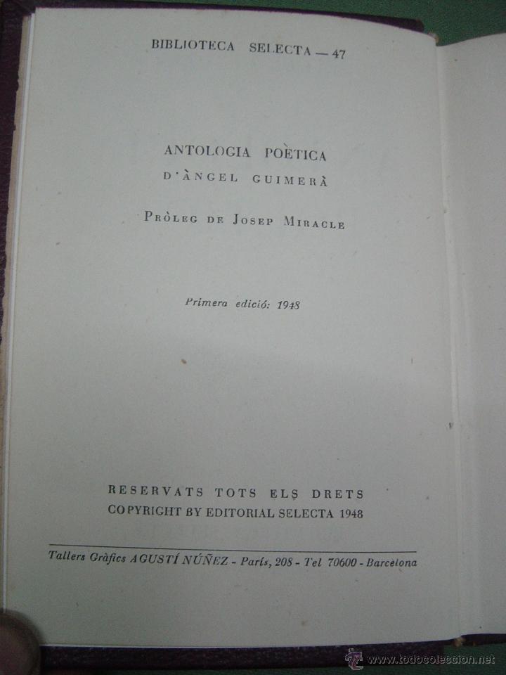 Libros de segunda mano: Ángel Guimera Antología poética, Biblioteca selecta, primera edición - Foto 3 - 46010159
