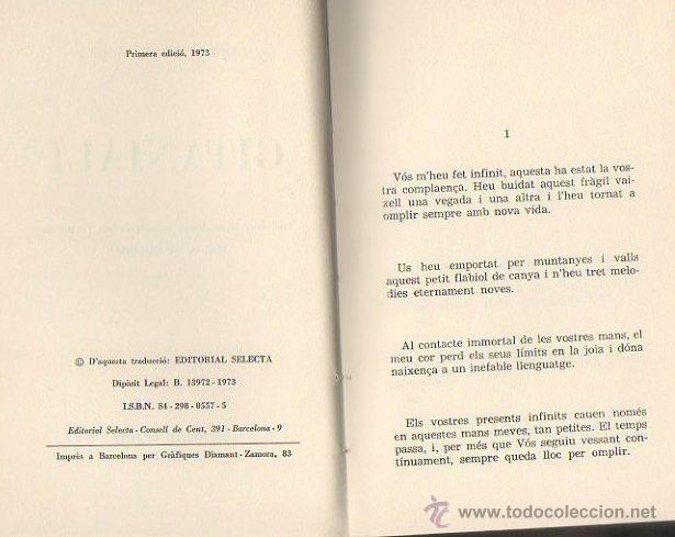 Libros de segunda mano: Gitanjali. Rabindranath Tagore. Selecta, 1&ordf; edici&oacute;n, 1973 [CAT] - Foto 2