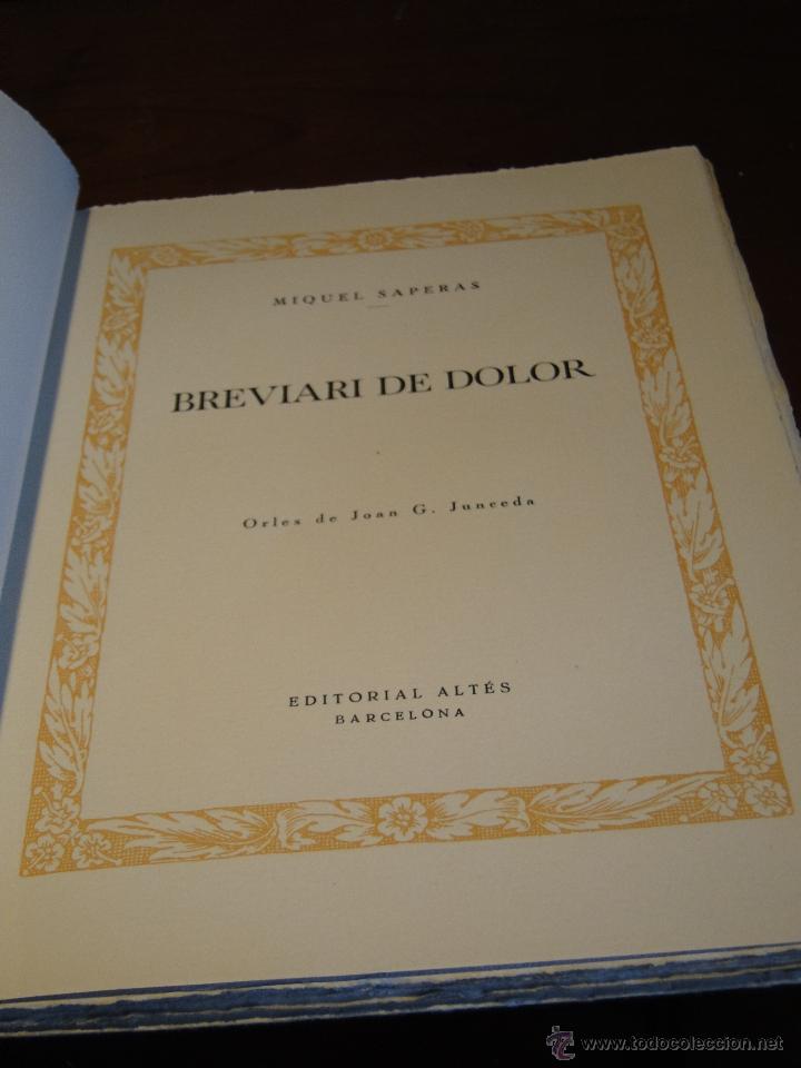 Libros de segunda mano: BREVIARI DE DOLOR .-- Saperas, Miquel . - Foto 2