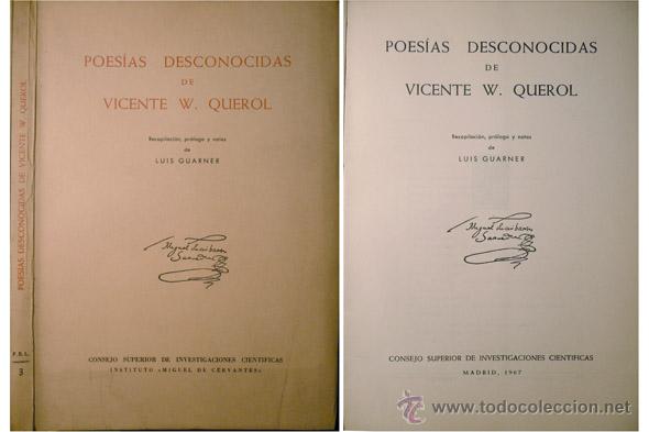 Libri di seconda mano: QUEROL, Vicente Wenceslao (1836-1889).  Poes&iacute;as desconocidas.  1967.