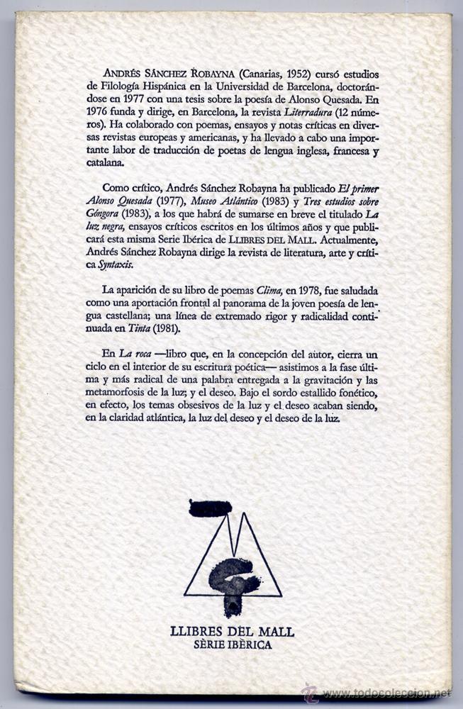 Libros de segunda mano: S&Aacute;NCHEZ ROBAYNA, Andr&eacute;s.  La Roca.  1984. - Foto 2