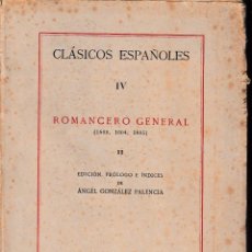 Libros de segunda mano: ROMANCERO GENERAL 1600, 1604, 1605. II (GLEZ. PALENCIA 1947) SIN USAR. Lote 56968462