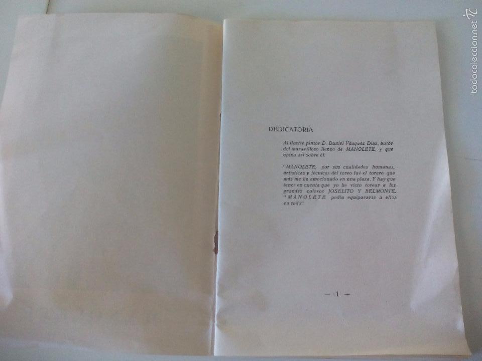 Libros de segunda mano: Manolete. Marcelino Concostrina. 1966 - Foto 2