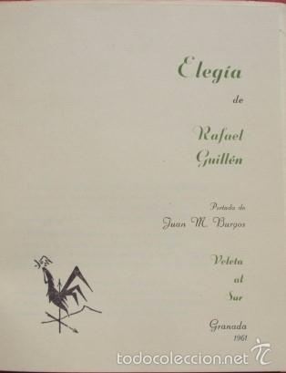 Libros de segunda mano: Eleg&iacute;a. - GUILL&Eacute;N, Rafael - Foto 2