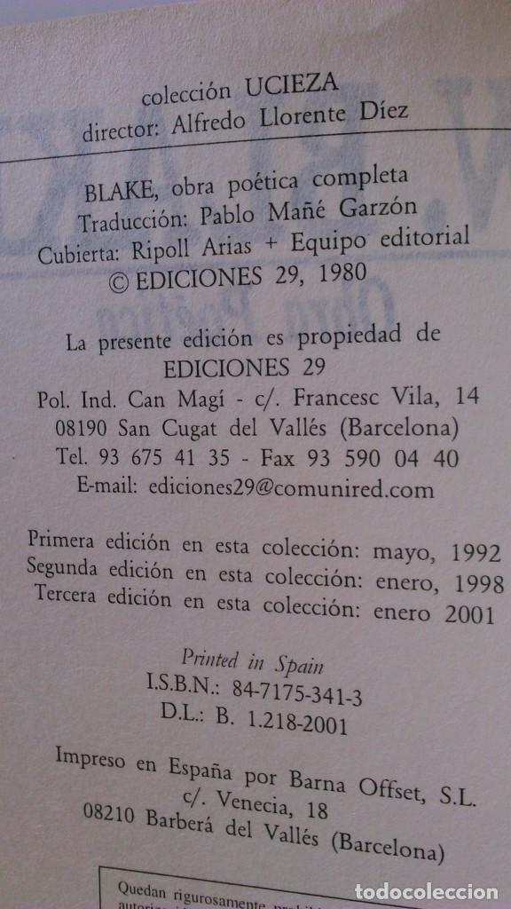 Libros de segunda mano: Obra po&eacute;tica W. Blake Ediciones 29 - Foto 5
