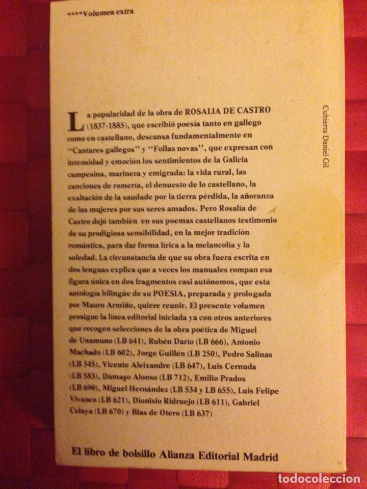 Libros de segunda mano: Libro. POESIA.- &rdquo; Rosalia de Castro &rdquo; - Foto 2