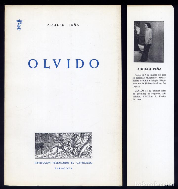 Libros de segunda mano: PE&Ntilde;A, Adolfo.  Olvido.  1980. - Foto 1