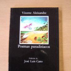 Libros de segunda mano: POEMAS PARADISÍACOS - VICENTE ALEIXANDRE 