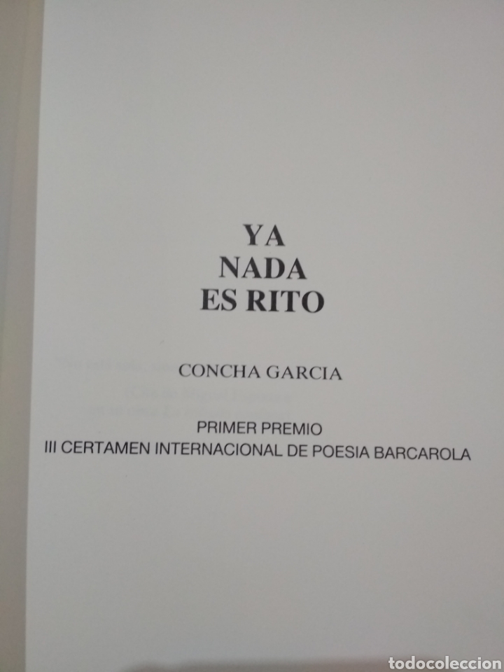 Libros de segunda mano: Ya nada es rito. Concha Garc&iacute;a - Foto 3