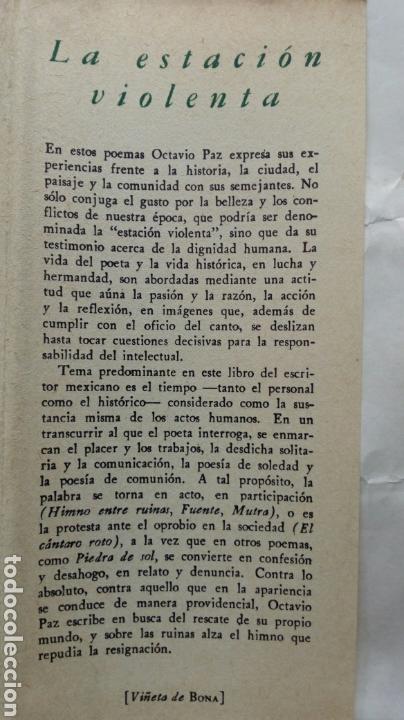 Libros de segunda mano: La estaci&oacute;n violenta. Octavio Paz. - Foto 2