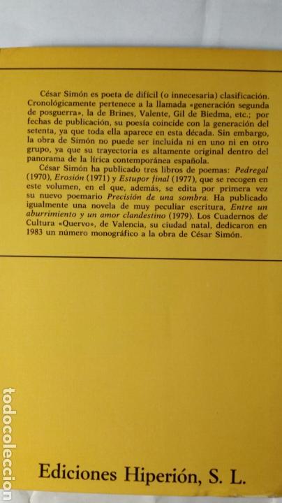 Libros de segunda mano: Precisi&oacute;n de una sombra. C&eacute;sar Sim&oacute;n. - Foto 2