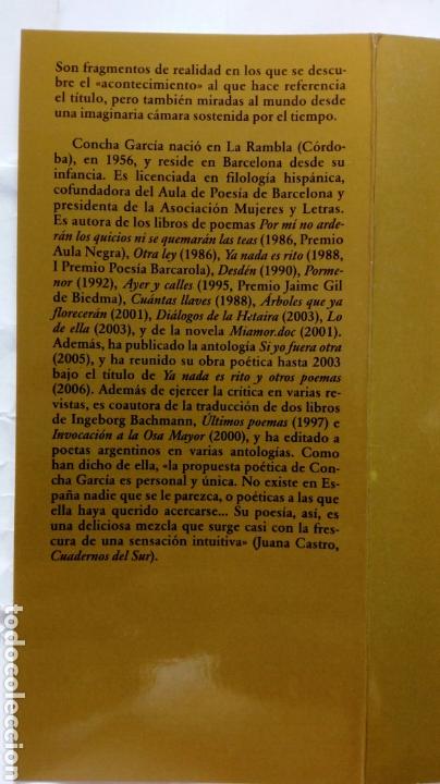 Libros de segunda mano: Acontecimiento. Concha Garc&iacute;a. - Foto 3