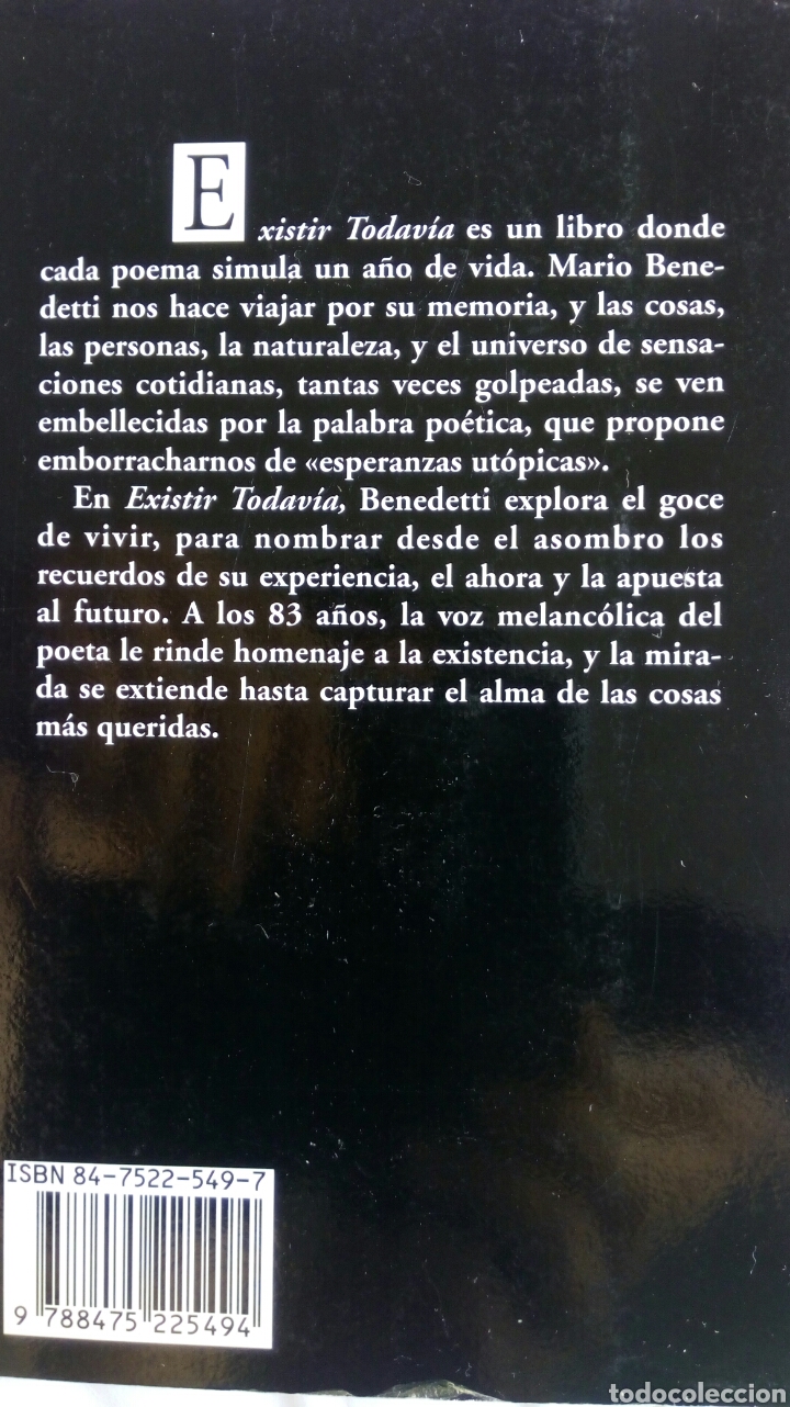 Libros de segunda mano: Existir todav&iacute;a. Mario Benedetti. - Foto 2