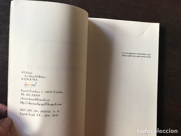 Libros de segunda mano: Amanecer en ti. Jos&eacute; Manuel Ballesteros - Foto 2