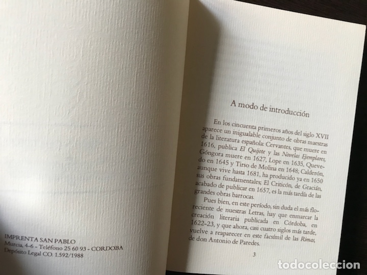 Libros de segunda mano: Rimas. Edici&oacute;n facs&iacute;mil. Antonio de Paredes - Foto 2