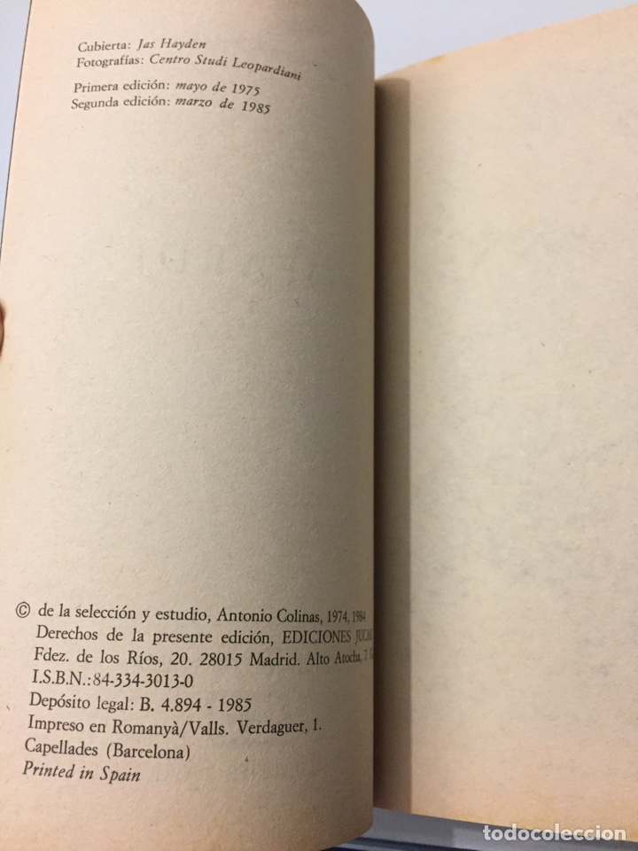 Libros de segunda mano: Libro Leopardi. Antonio Colinas - Foto 3