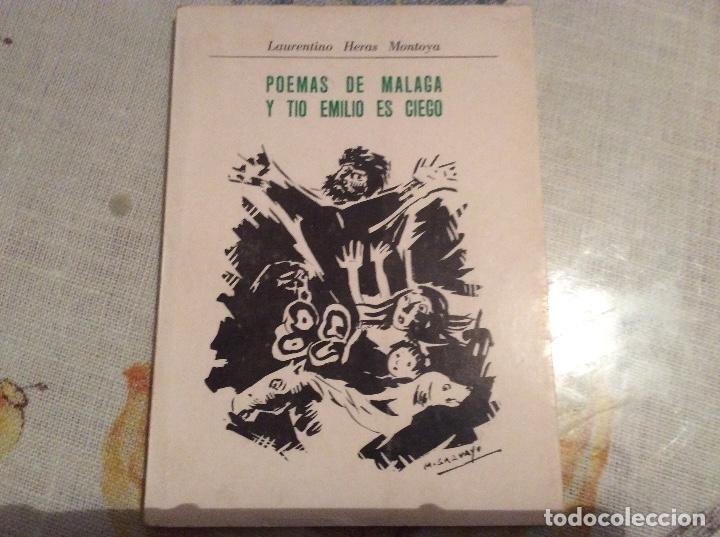 Libri di seconda mano: POEMAS DE M&Aacute;LAGA Y T&Iacute;O EMILIO ES CIEGO - LAURENTINO HERAS MONTOYA - ILUSTRADOR GARVAYO dedicado por