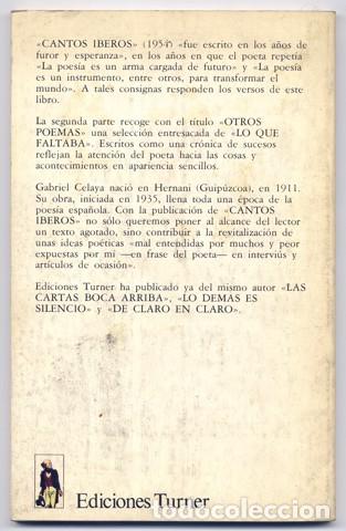 Libros de segunda mano: CELAYA, Gabriel.  Cantos Iberos. 1977. - Foto 2