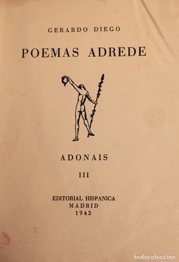 Libros de segunda mano: Gerardo Diego; Poemas adrede - Foto 1