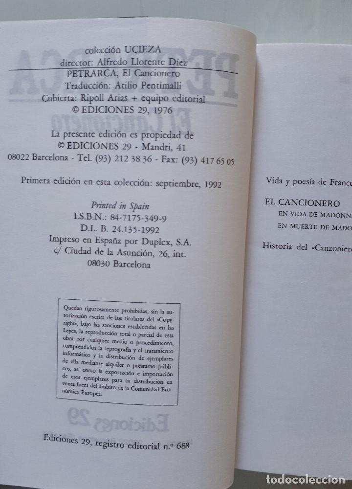 Libros de segunda mano: PETRARCA / EL CANCIONERO / EDICIONES 29 1992 - Foto 5