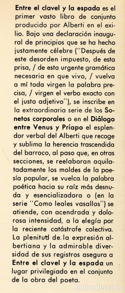 Libros de segunda mano: RAFAEL ALBERTI. EL CLAVEL Y LA ESPADA. - Foto 2