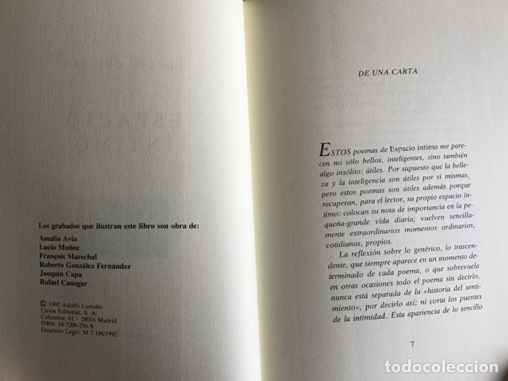 Libros de segunda mano: Espacio &iacute;ntimo. Adolfo Casta&ntilde;o - Foto 2