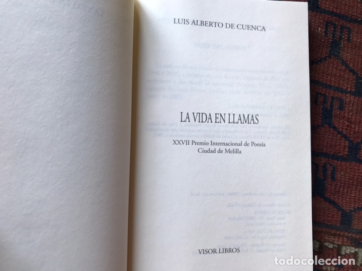 Libros de segunda mano: La vida en llamas. Luis Alberto de Cuenca - Foto 3