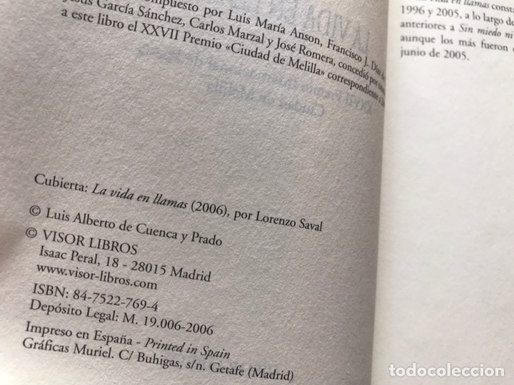Libros de segunda mano: La vida en llamas. Luis Alberto de Cuenca - Foto 4