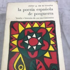 Libros de segunda mano: LA POESIA ESPAÑOLA DE POSGUERRA TEORIA E HISTORIA DE SUS MOVIMIENTOS VICTOR CONCHA 1973. Lote 177983363