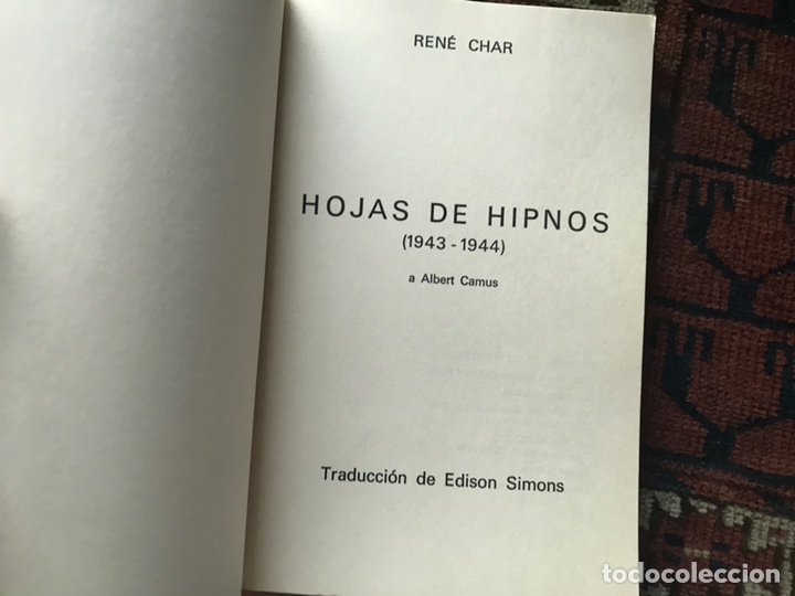 Libros de segunda mano: Las hojas de hipnos. Ren&eacute; Char - Foto 3