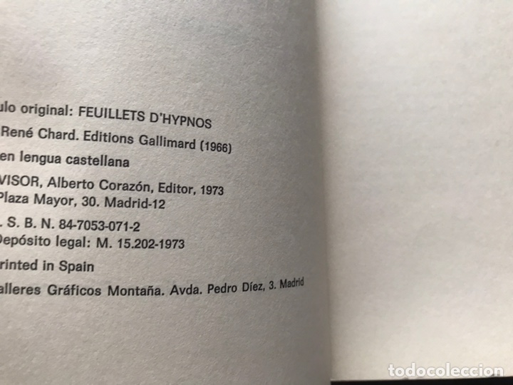 Libros de segunda mano: Las hojas de hipnos. Ren&eacute; Char - Foto 4