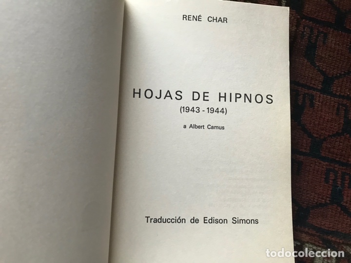 Libros de segunda mano: Las hojas de hipnos. Ren&eacute; Char - Foto 3