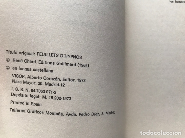 Libros de segunda mano: Las hojas de hipnos. Ren&eacute; Char - Foto 4