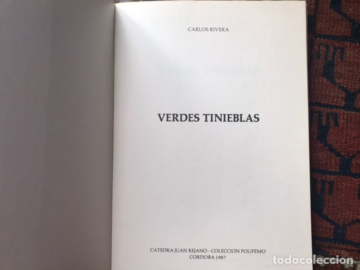 Libros de segunda mano: Verdes tinieblas. Carlos Rivera. - Foto 2