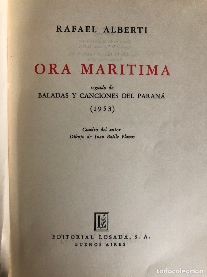 Libros de segunda mano: Libro &ldquo;Ora Mar&iacute;tima&rdquo; de Rafael Alberti 1953 - Foto 4