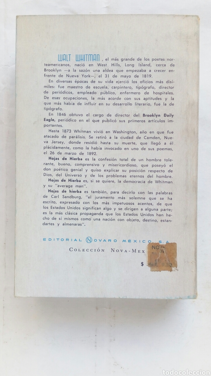 Libros de segunda mano: Hojas de hierba. Walt Whitman. - Foto 2