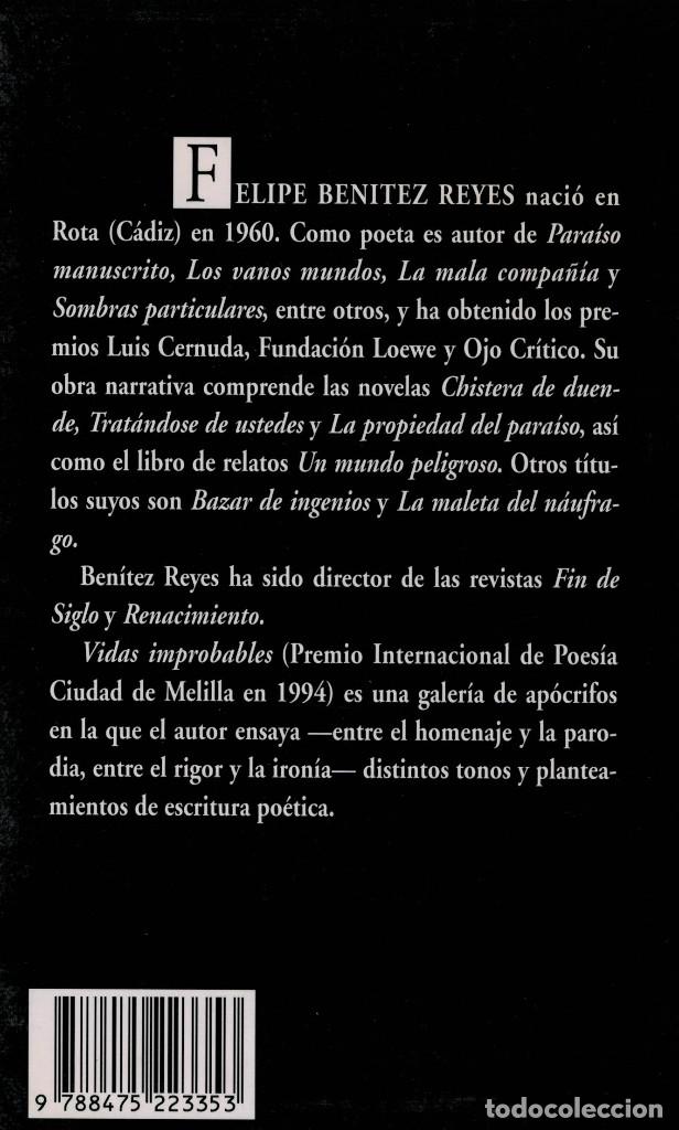 Libros de segunda mano: Felipe Ben&iacute;tez Reyes, Vidas improbables / Visor 1995 - Foto 2