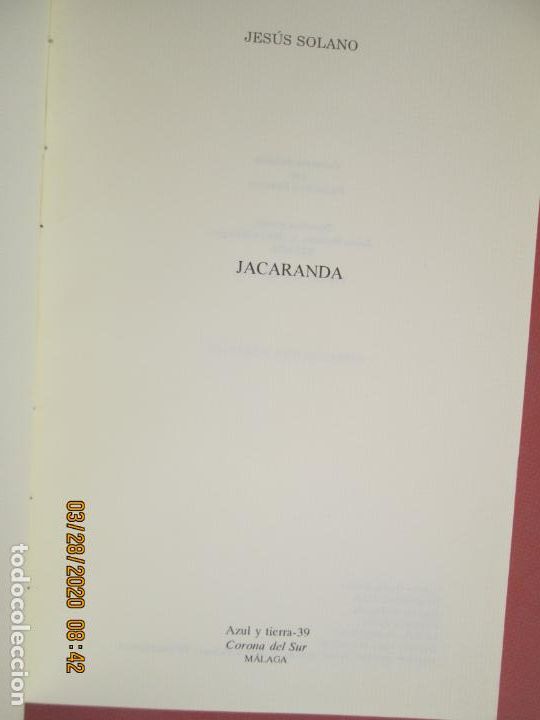 Libros de segunda mano: JACARANDA - JES&Uacute;S SOLANO - M&Aacute;LAGA 1996. - Foto 2