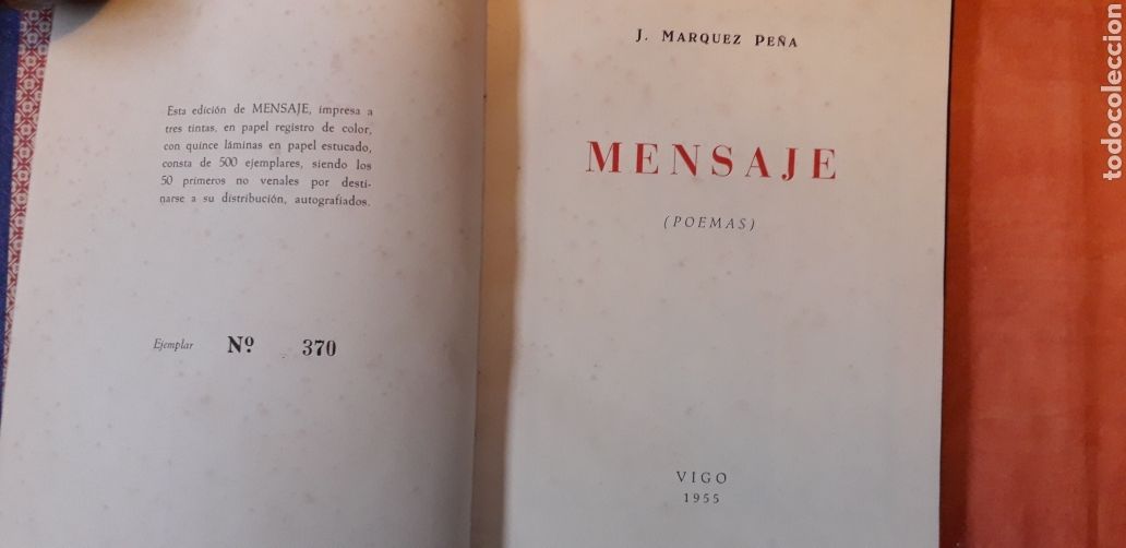 Libros de segunda mano: MENSAJE, J.MARQUEZ PE&Ntilde;A, - Foto 2