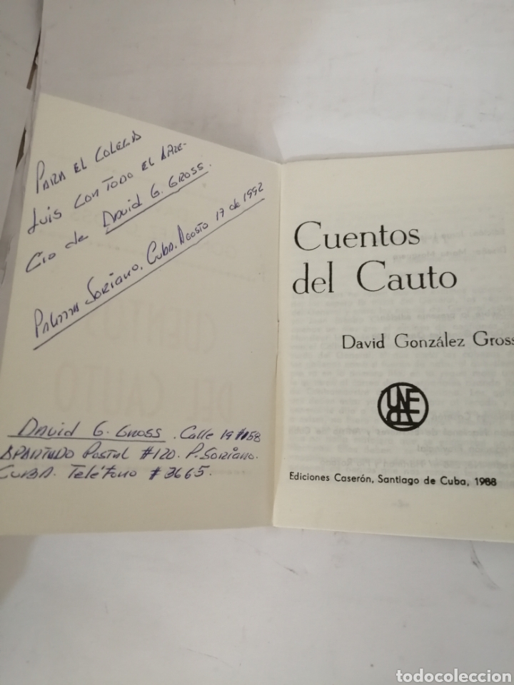 Libros de segunda mano: Cuentos del Cauto de David Gonz&aacute;lez Gross - Foto 2