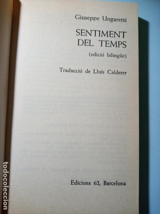 Libros de segunda mano: GIUSEPPE UNGARETTI SENTIMENT DEL TEMPS EDICI&Oacute; BILING&Uuml;E - Foto 2