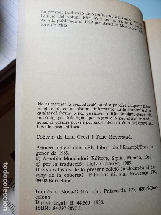 Libros de segunda mano: GIUSEPPE UNGARETTI SENTIMENT DEL TEMPS EDICI&Oacute; BILING&Uuml;E - Foto 3