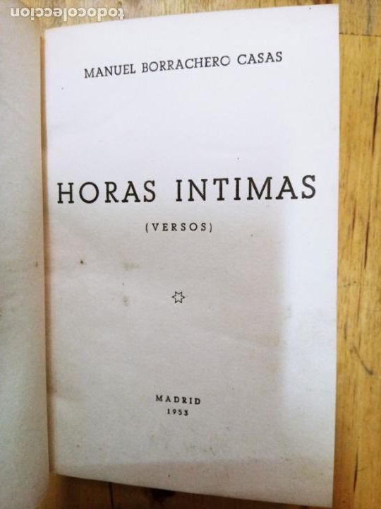 Second hand books: Manuel Borrachero Casas: Horas &iacute;ntimas