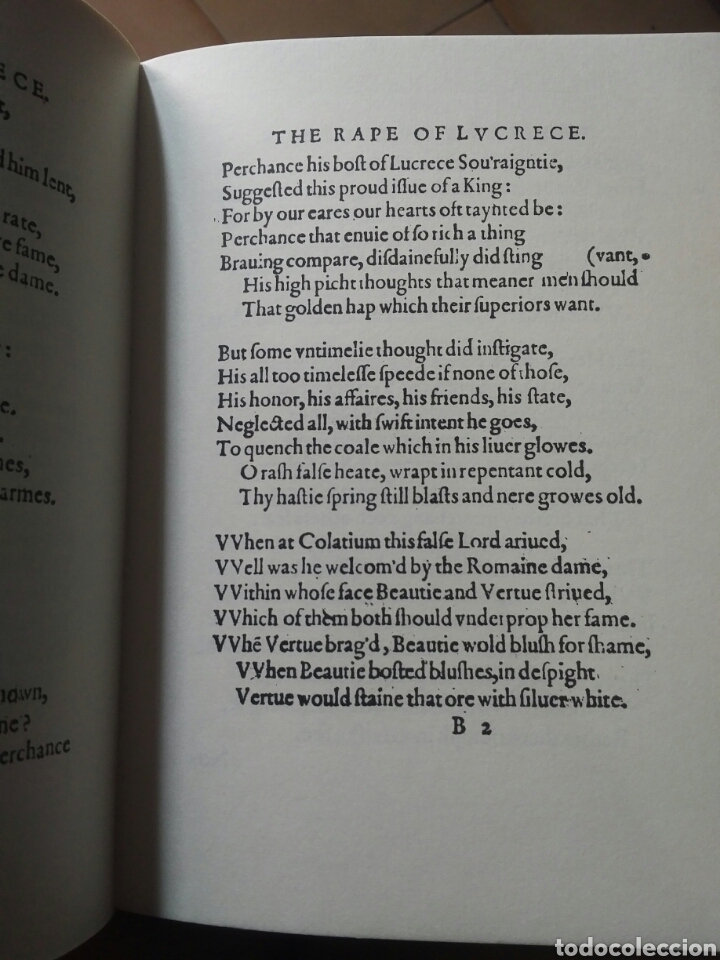 Libros de segunda mano: (Facsimil) Lucrece. William Shakespeare, 1594 - Foto 7