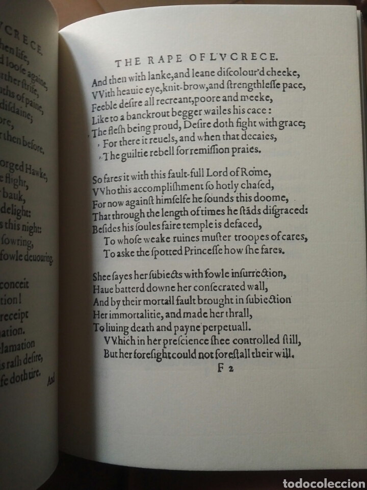 Libros de segunda mano: (Facsimil) Lucrece. William Shakespeare, 1594 - Foto 8