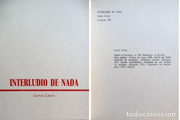 Livres d'occasion: CEZ&Oacute;N, Carlos. Interludio de nada. 1973.