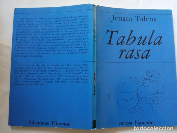 Libros de segunda mano: Tabula rasa.- Jenaro Talens .- Hiperi&oacute;n, 1985. - Foto 2