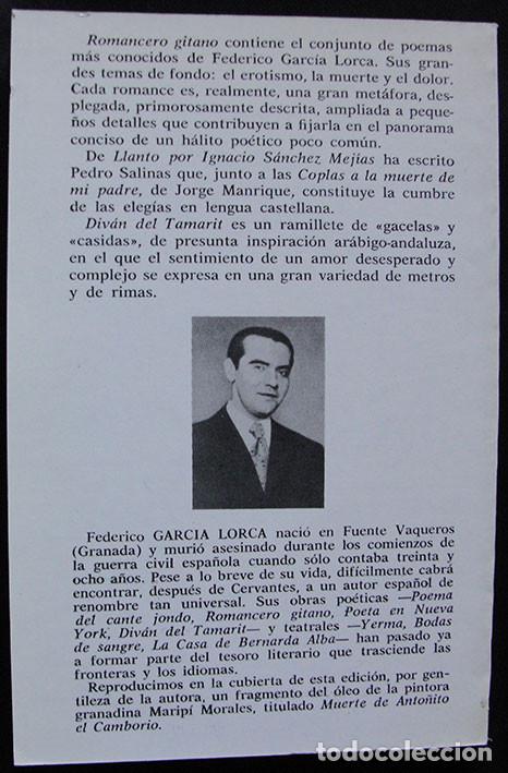 Libros de segunda mano: FEDERICO GARCIA LORCA - ROMANCERO GITANO - EDICIONES BUSMA, 1983 - - Foto 2