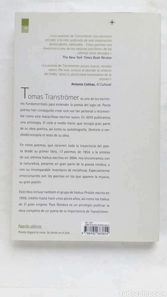 Libros de segunda mano: Deshielo a mediod&iacute;a. Tomas Transtr&ouml;mer. - Foto 2